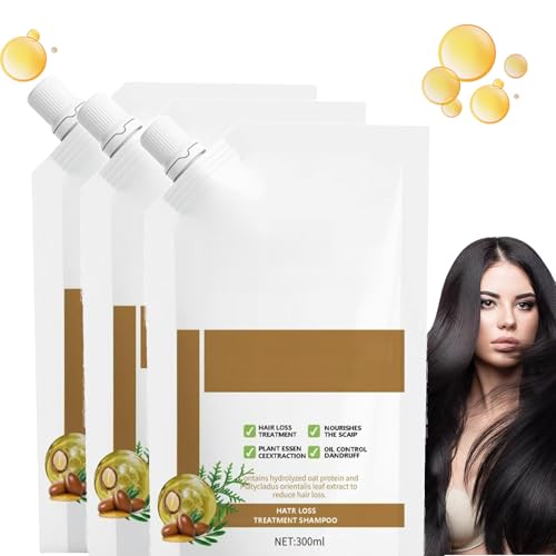 Champú anticaída para hombres y mujeres, 300 ml, control de aceite, champú anticaspa para la caída del cabello, nutre el cabello seco y graso, promueve el crecimiento del cabello para un cabello