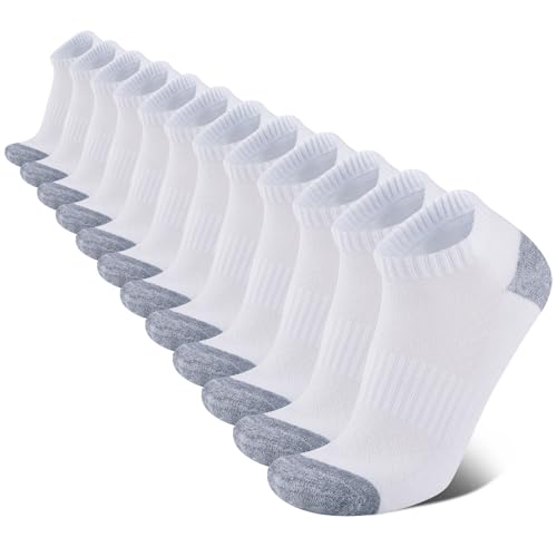 COOVAN 12 Pack Mens Ankle Socks Athletic Cushioned Running Breathable Low Cut Sports Casual Shoe Size:6-12