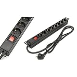 Optimieren Sie den Raum und verwalten Sie Energie effizient mit der 19-Zoll-Rack-Steckdosenleiste. [8 Schuko-Steckdosen] und [Ein-/Ausschalter] (Kabel 1,5 m).
