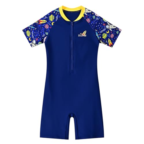 Image of karrack Girls and Boys One Piece Rash Guard Swimsuit Kid Water Sport Short Swimsuit UPF 50+ Sun Protection Bathing Suits