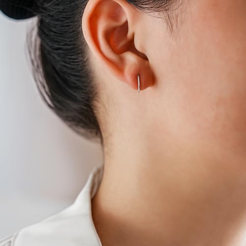 CHIC & ARTSY 925 Sterling Silver Open Hoop Earrings Small Hoop Earrings for Women Half Hoop Cartilage Piercing Adjustable Huggie Earrings4