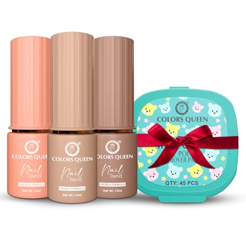 Colors Queen Nail Trend Glossy Nail Paint Combo Set of 3 with Free Nail Paint Remover Wipes - 45 pcs| Long Lasting & Vibrant Nail Paint for Women (Pretty in Pink, New Bloom, Sand Strom, 39ml)