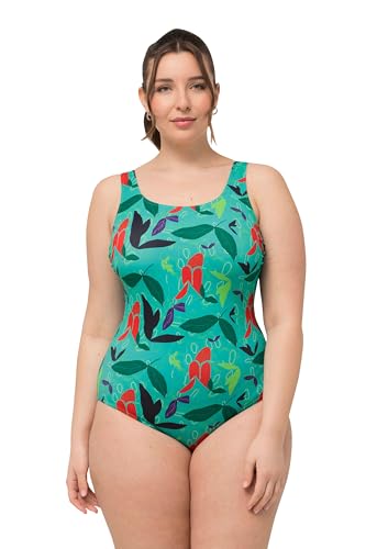 Ulla Popken Bañador Alice Softline Hojas en el Agua 827763 Traje de baño de una Sola Pieza, Verde, 42-44 Mujeres