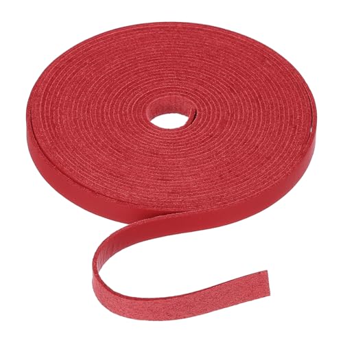 Rebower Flat Leather Cord,197 Inch 8mm Leather String PU Faux Leather Strips Strap,[for Jewelry Making DIY Craft Projects Belts Keychains Accessories]-5m/Red