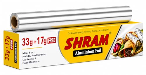 Image of Aluminium Foil | 11 Micron Food Grade Kitchen Foil Roll | Safe Paper Zigzag Cutter | Multipurpose Foil for Cooking, Baking, Wrapping & Food Storage (33 gm+ 17 gm Exttra Free /11 Micron)