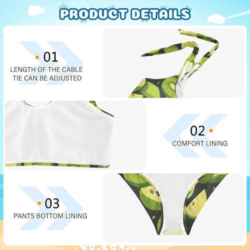 Green Kiwi Lime Girls' Two Piece Bikini Sets Scoop Neck Swimming Swimwear Swimsuit4