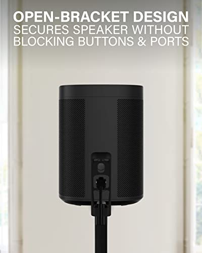 Sanus Adjustable Height Wireless Speaker Stands Designed For Sonos One, One Sl, And Play:1 - Tool-Free Adjustment Up To 16" And Built-In Cable Management - Black / Pair #TOP4