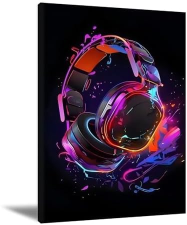 Game Headphone Picture Gaming Graffiti Wall Decor Retro Video Games Wall Art Retro Game Poster Headphone Gaming Picture Boy Bedroom Accessories Wall Art Gamer Room Picture 12X16Inch Unframed