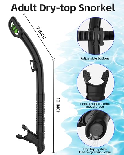 Set de snorkel seco para adultos con máscara de buceo antiniebla y sin fugas miniatura 6