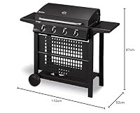Enders Gasgrill SAN DIEGO NEXT 4, 4 Brenner aus Edelstahl, mit Grillthermometer, kleiner Gasgrill, Camping, Edelstahlrost, Balkon Gas Grill,stabile Seitenablagen #80176 – Ansicht 6