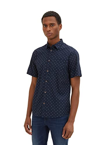 TOM TAILOR Herren Regular Fit Kurzarm-Hemd mit Brusttasche