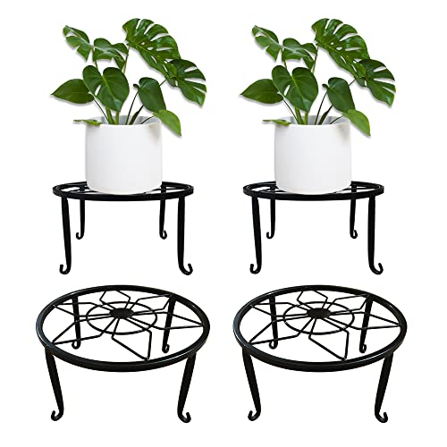OMATSBEH 4 Pack Metal Plant Stands for Flower Pot, Heavy Duty Potted Holder, Indoor Outdoor Metal...