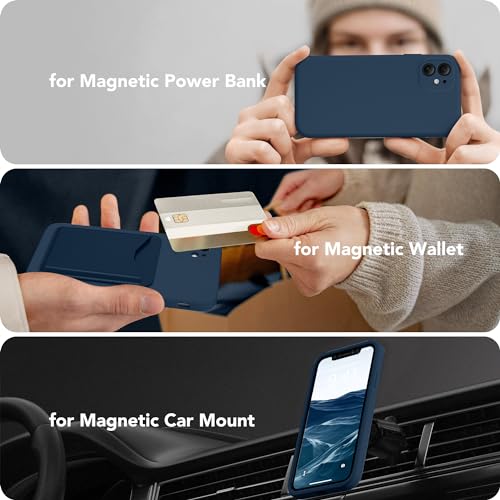 Image of Magnetic for iPhone 11 Phone Case Silicone, Compatible with MagSafe, [Full Camera Protection][Screen Protector] Slim Shockproof Protective Case for iPhone 11 6.1 inch, Deep Blue