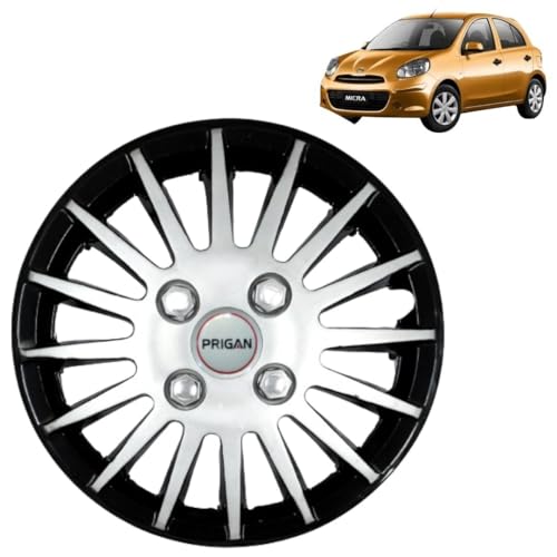 Image of Prigan Micra Active Black Silver Wheel Cover 13 inch for Micra Active (Set of 4 Pcs) (Press Fitting) Model- Camry Black Silver 13