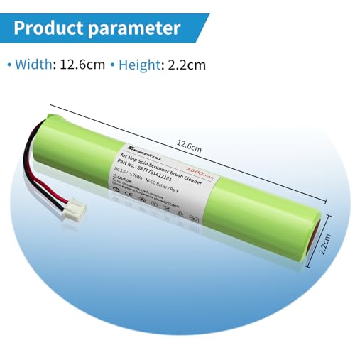 Image of Upgraded 1600mAh Battery Replacement for Hurricane Spin Brush Scrubber Mop Cleaner Spin-Scrubber Bathtub Part No. 8877731412181