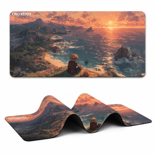 Image of ON TREND Anime Series Printed Mouse pad with Anti-fray Stitching, Waterproof Surface & Non-Slip Rubber Base Gaming Mouse Mat for Laptop, Computer & Desk (Large Extended -23x11 Inch) (Luffy)