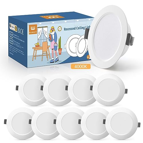 Wowatt Downlight LED Extraplano φ118*26mm - Foco Empotrable 6W Equivalente a Halógena 60W 600LM - Blanco Neutro 4000K Ojo de Buey Redondo 220V Corte 93-100mm Pack 10