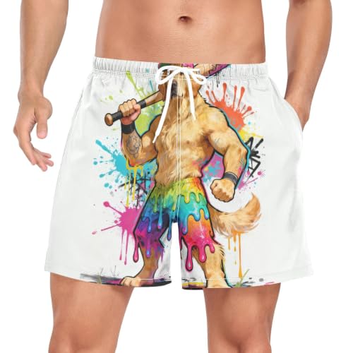Pantalones cortos de natación transpirables y ligeros con divertido estampado de béisbol