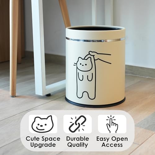 Image of Juju Cat Trash Can - Cat Decor Garbage Can - Small Waste Basket for Bedroom - Garbage Bin Trashcan - Wastebasket Dustbin Trash Cans - 3.3 Gallon / 12.5 Liter (Bye)