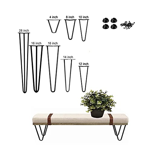 Autofather 4 patas para muebles, patas de horquilla, patas de mesa de metal, patas de mesa intercambiables, para cómoda, mesa de comedor, escritorio, banco (12 pulgadas, 2 prensa), color negro