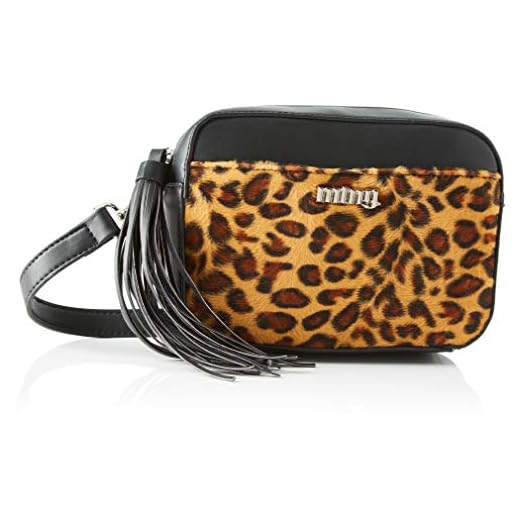 MTNG Levin, Bolso bandolera para Mujer, Negro (Lis Neg/Leop Cuero), 6x15x19 cm (W x H x L)