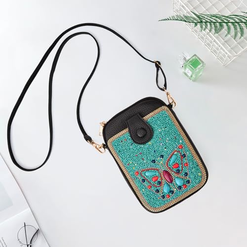 Image of Women's Small Crossbody Cell Phone Bag, Boho Colorful Beaded Purse Wallet with Handmade Cute Patterns