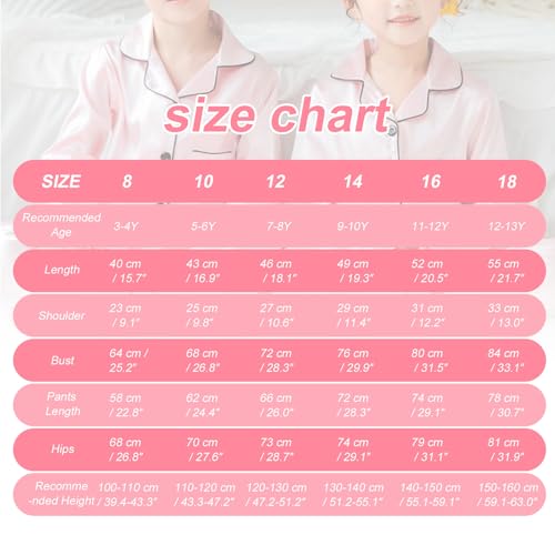 Risipu Silk Pjs Kids Set Long Sleeve Boys Girls Pyjamas Girls Satin Pyjamas Silk Pyjama Kids Soft Lounge Sleepwear (UK, Age, 12 Years, 13 Years, Regular, Pink) - Image 3