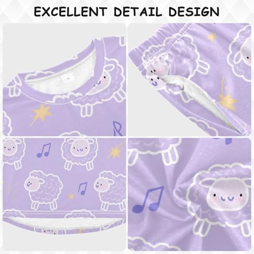 Little Sheep Music Soft Pajama Set for All Seasons,Breathable Pjs Long Sleeve Sleepwear,Comfy Loungewear 2 Piece Underwear Set 4T3