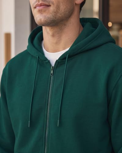 Image of Nobero Classic Zipper Hoodie for Men | Zip Up Hoodies for Men | Regular Fit | Full Zip Closure | Drawstring Hood | Zipped Hooded Sweatshirt | Cotton Rich Zipper Fleece Hoodie