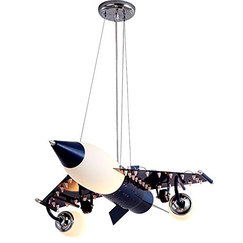 Buy 1 get 1 RUNNUP Boys Room Airplane Shape Modern 3 Lights Hanging Light Creative Metal LED Suspension Pendant Lights Cartoon Aircraft Light Fixture for Kids Room Childrens Room Bedroom