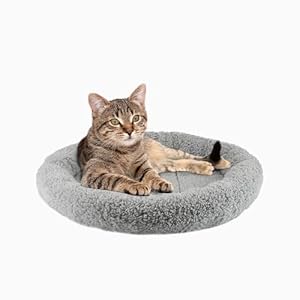 PETLESO Cat Bed for Indoor Cats, Round Cat Bed for Curl Sleep Basic Pet Mat Wahable Bed for Small Puppy Cats Rabbit, Medium