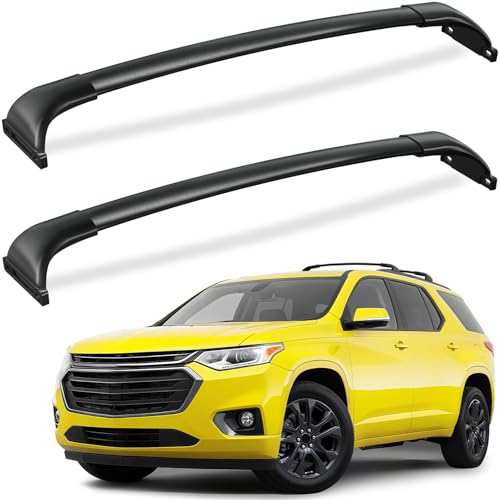Image of FengYu 300lbs Roof Rack Cross Bars Compatible with Chevy Chevrolet Traverse 2018 2019 2020 2021,Heavy Duty All-Metal Aluminum Roof Rails Crossbars Rooftop Cargo Bars Black Luggage Racks Carrier