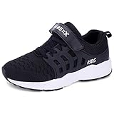  Unpowlink Kinder Schuhe Sportschuhe Ultraleicht Atmungsaktiv Turnschuhe Klettverschluss Low-Top Sneakers Laufen Schuhe Laufschuhe für Mädchen Jungen 28-37 (39 EU, 920-Schwarz)