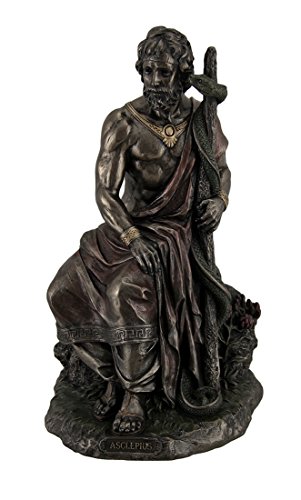 Estatua de Asclepio Dios Griego Medicina Bronce 10 pulg
