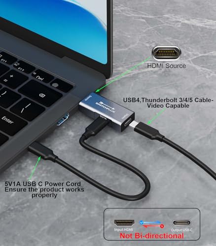 Image of HDMI to USB C Adapter | 4K@60Hz HDMI Source to USB-C Display Converter for XR /AR Glasses(XREAL One,Air 2 Pro,VITURE Pro,RayNeo Air 2s,Rokid),Portable Monitors,Laptop,Switch,PS5 /4,Xbox