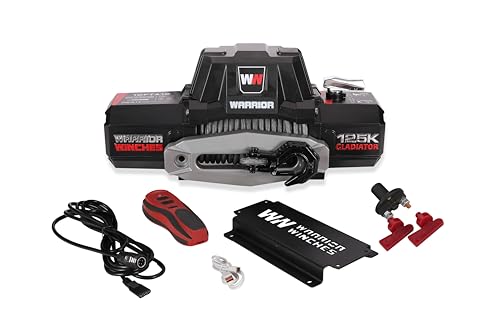 Warrior Winches Gladiator 12500lbs 12v electric winch with synthetic rope with wired/wireless remote and hawse fairlead, IP68 Waterproof electric winch, for offroad, jeeps, SUVs, 4x4 Truck winch Warrior Winches Gladiator 12500lbs 12v electric winch with synthetic rope with wired/wireless remote and hawse fairlead, IP68 Waterproof electric winch, for offroad, jeeps, SUVs, 4x4 Truck winch