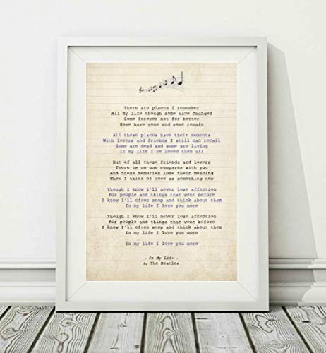 Didymus Co The Beatles - In My Life - Song Lyric Art Poster Print (UNFRAMED) - Sizes A4 A3 (A4 Framed With Mount (WHITE))