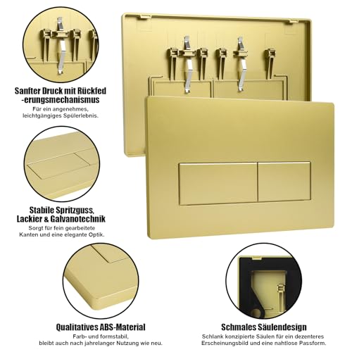 Placa de descarga WC oro compatible con Geberit Sigma y UP320 para cisterna 4
