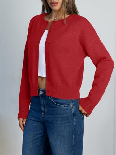 Image of Trendy Queen Cropped Cardigan Sweaters for Women Lightweight Y2k Fall Outfits Spring Fashion Clothes 2026