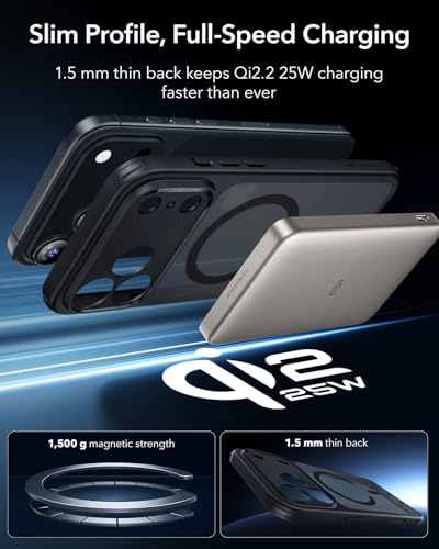 Image of ESR for iPhone 17 Pro Case, Camera Control Cover, Compatible with MagSafe, Shockproof Military-Grade Protection, Magnetic Phone Case for iPhone 17 Pro, Classic Hybrid Case, Frosted Black