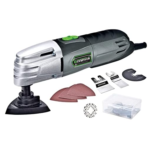 Genesis GMT15A 1.5 Amp Multi-Purpose Oscillating Tool and 19-Piece Universal Hook-And-Loop Accessory Kit with Storage Box