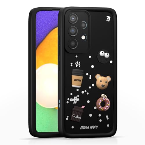 Image of Pikkme Back Cover for Samsung Galaxy A52 / A52s 5G | 3D Cartoon Silicone Case Cute & Fun Full Protective Bumper Cover (Black)