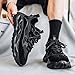 Netehadi Men's Fashion Breathable Mesh Leather Lace Up Platform Sneakers Casual Non Slip Round Toe Driving Walking Tennis Running Sneakers (Black,8)