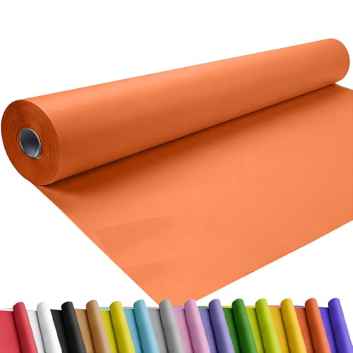 Image of SMART&CASUAL 36 inch x 1,500 inch (125') OrangeRed Kraft Craft Paper Roll for Gift Wrapping Bulletin Board Bouquet Flower Art Packing Parcel Table Covering 80GSM 55LB (OrangeRed, 36 inch x 125')