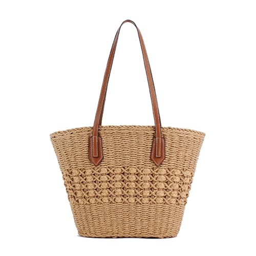 Bolso grande de hombro de paja tejido para mujer miniatura 1