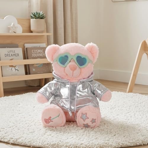 Image of Mirada Rockstar Teddy Bear Soft Plush Toy | Silver Stuffed Animal for Kids, Boys & Girls | Soft Teddy Bear, Stuffed Animals, Cute Soft Toys, Cuddle Toy, Baby Gift, Gift Item, Room Decor Plush | 25cm