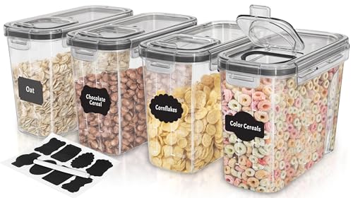 Utopia Kitchen Cereal Containers Storage - Liter Airtight Food Storage Containers & Cereal Dispenser For Pantry Organization And Storage (Clear, 3 Liter Pack of 4)