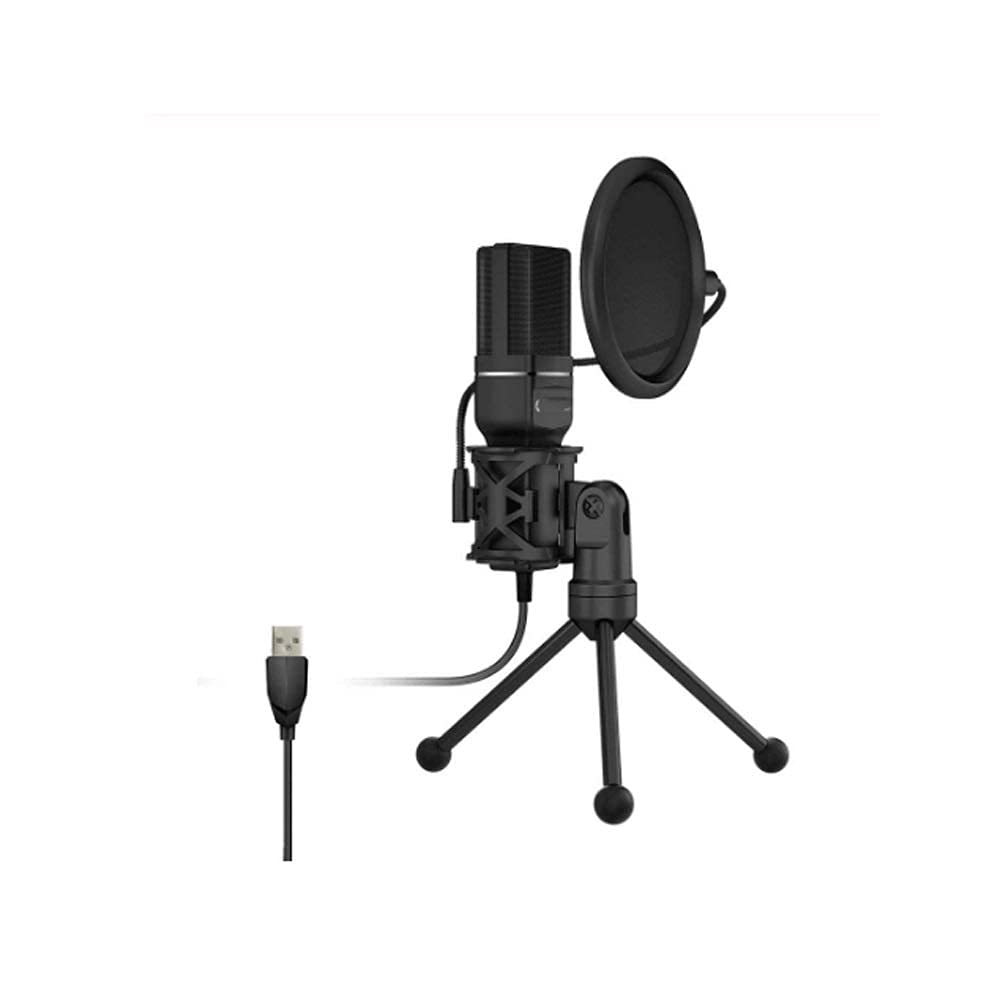 Microfono per Computer USB da Tavolo Microfono a condensatore con treppiede Pieghevole Filtro Anti-Pop per Registrazione Video su PC Mic