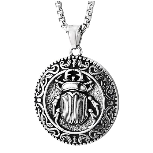 Collier Scarabée Homme Cadeau Idéal Pendentif Égypte Acier Inox