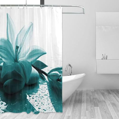 Rideau de douche imprimé lys sarcelle imperméable 183x183 avec œillets - 4